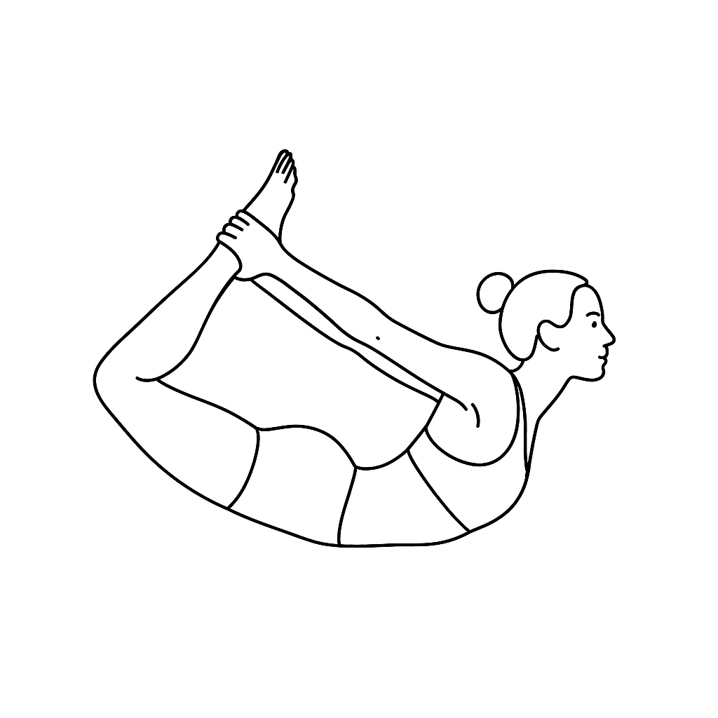 Generated image for the bow yoga pose.