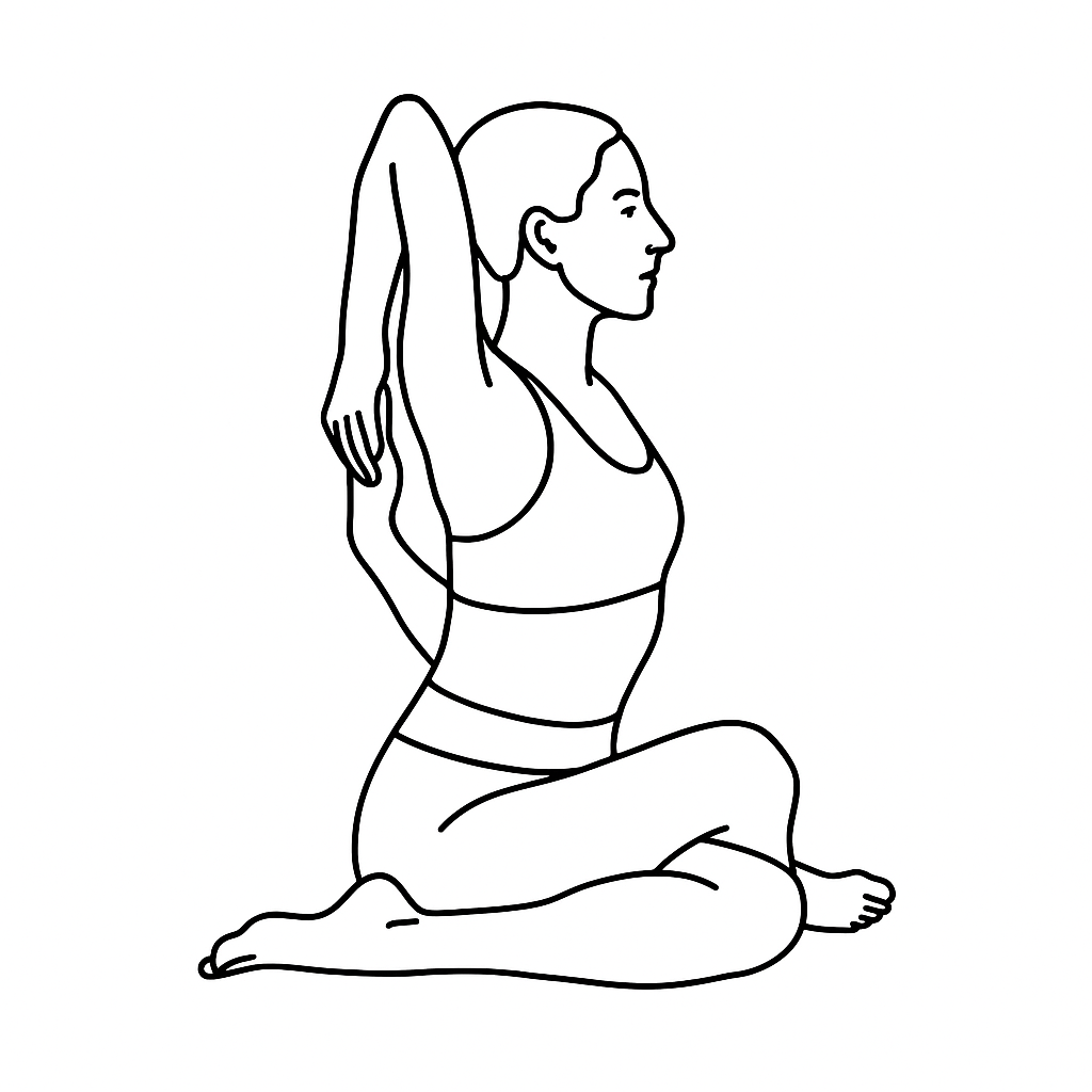 Generated image for the cow-face yoga pose.