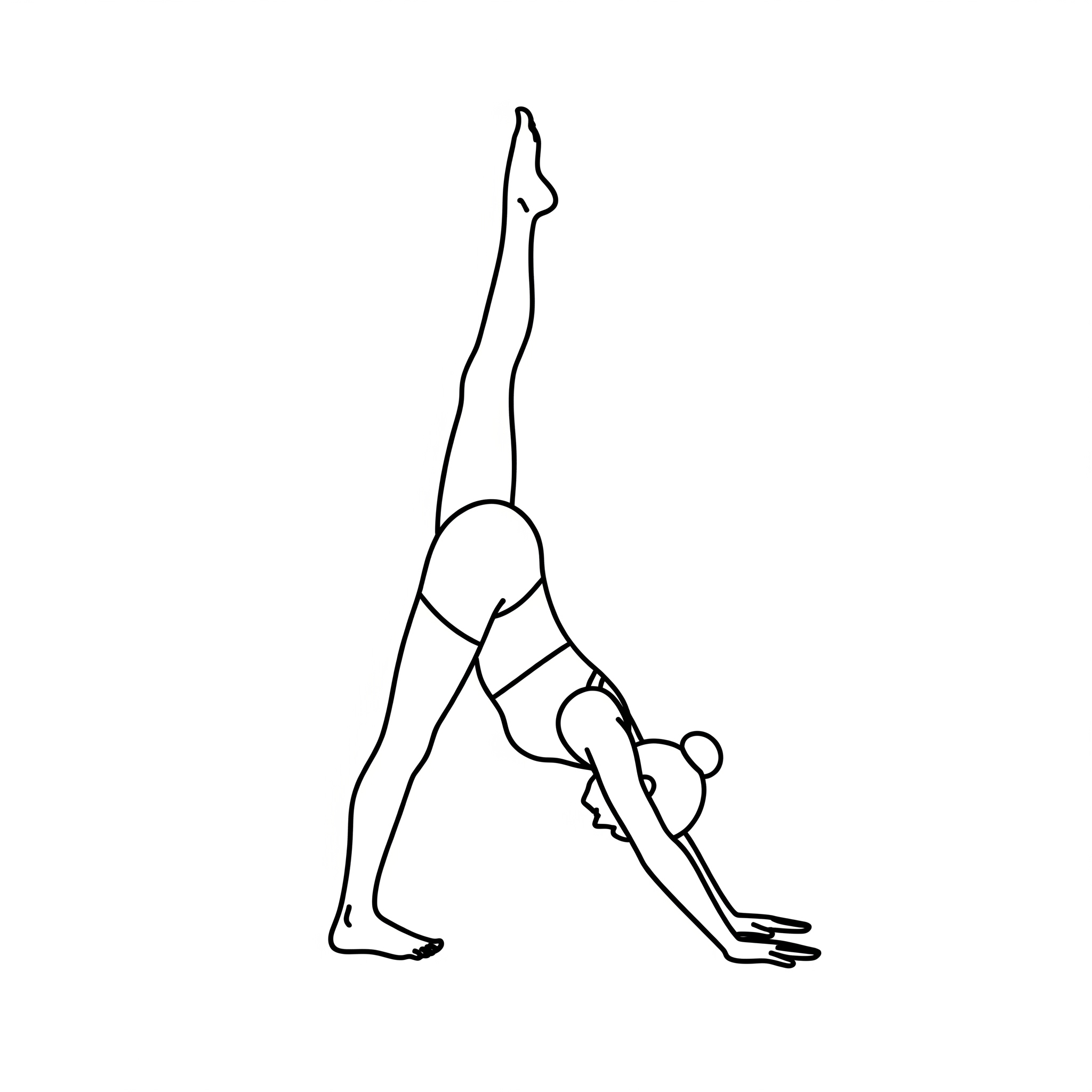 one-leg downdog black ink illustration