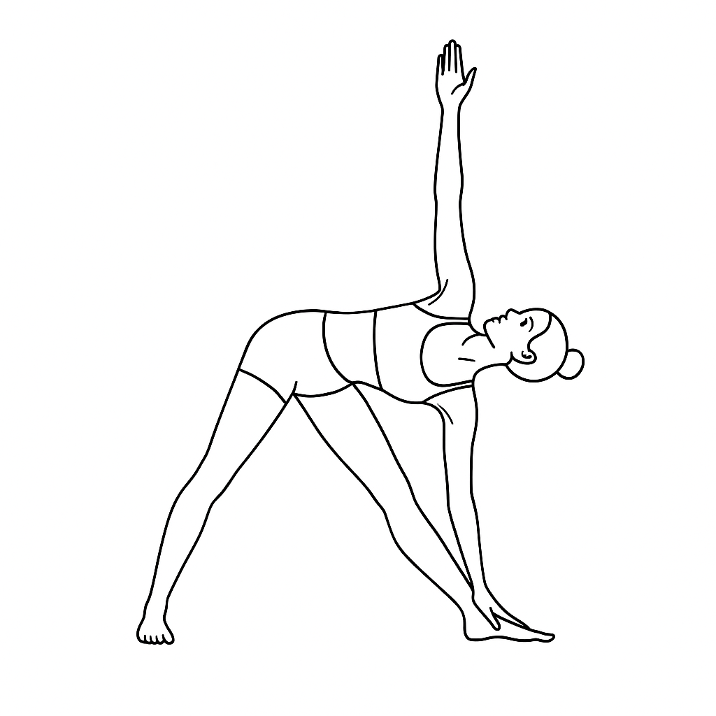 Generated image for the reverse-triangle yoga pose.