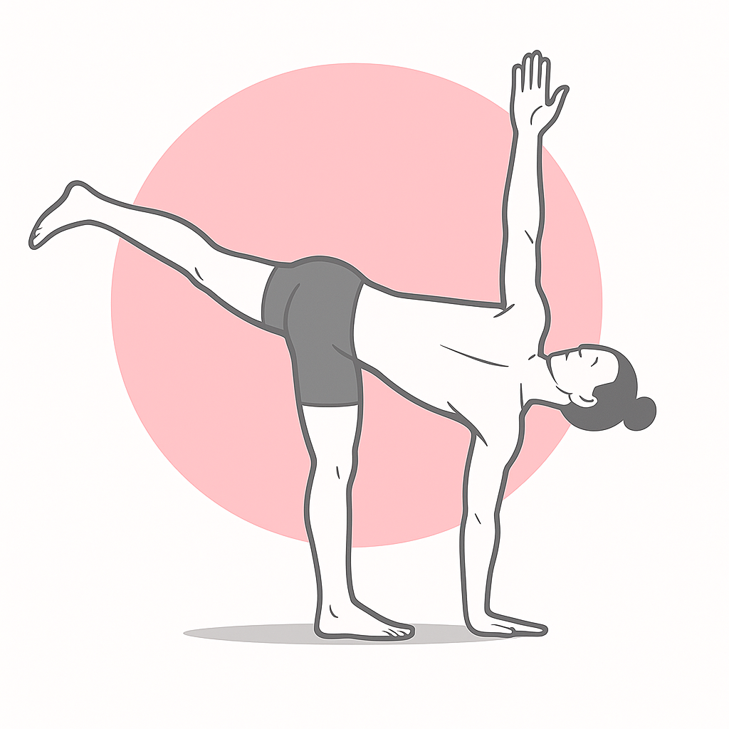 Generated image for the revolved-half-moon yoga pose.