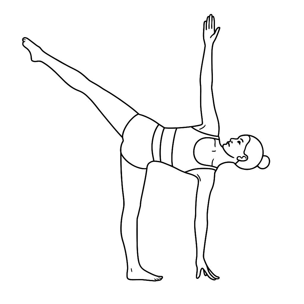 Generated image for the revolved-half-moon yoga pose.