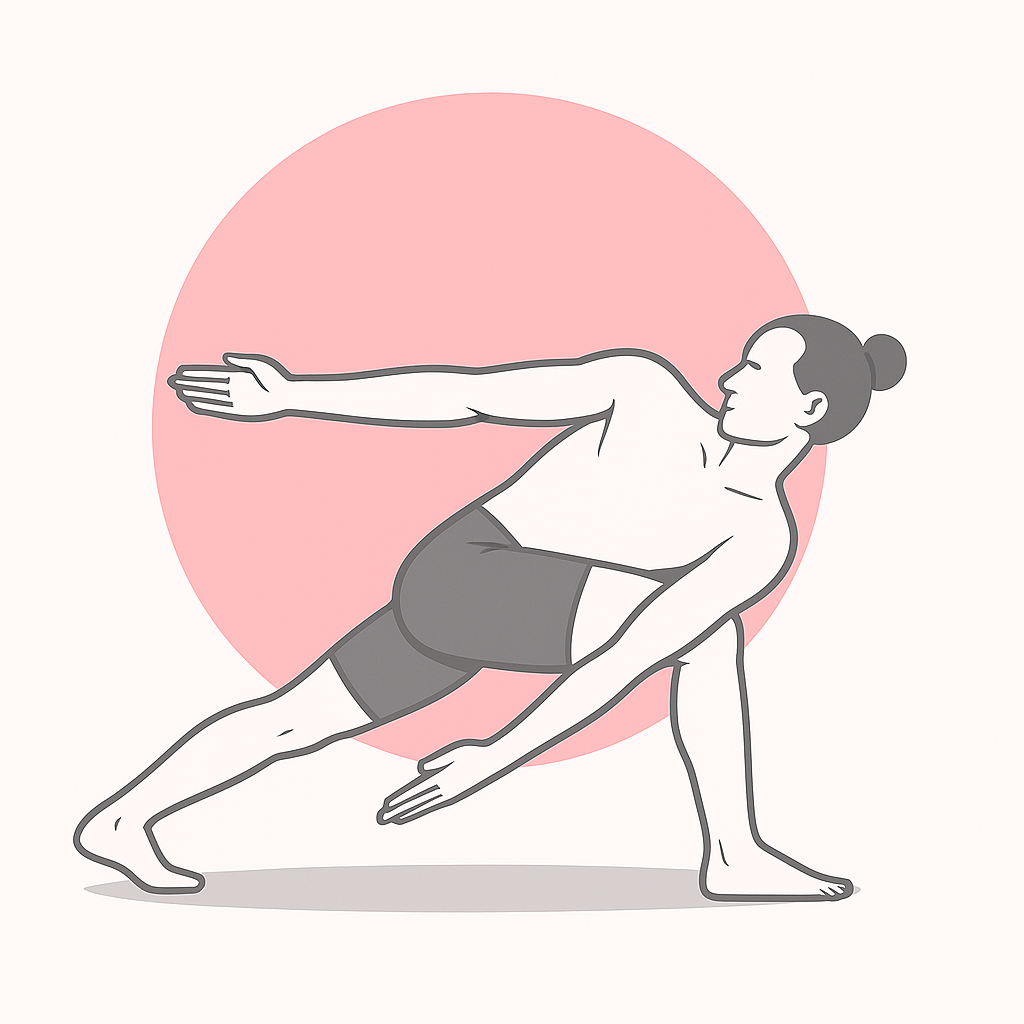 Generated image for the revolved-side-angle yoga pose.